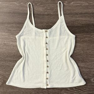 American Eagle Rib Button Front Cami Top Size S Cream